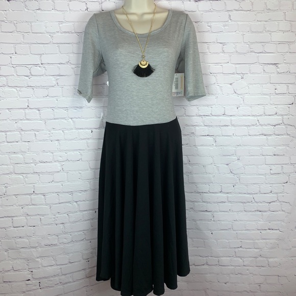 LuLaRoe Dresses & Skirts - ✨SOFT midi empire Nicole dress Grey & black 10-12